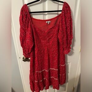 Plus size red sun dress
